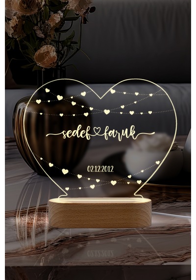 Çiftler İçin Minik Kalp Motifli Kişiye Özel Ledli Gece Lambası Masif Ahşap Tabanlı Usb Kablolu Pleksiglass Led Gece Lambası Çiftler İçin Minik Kalp Motifli Kişiye Özel Ledli Gece Lambası Masif Ahşap Tabanlı Usb Kablolu Pleksiglass Led Gece Lambası
