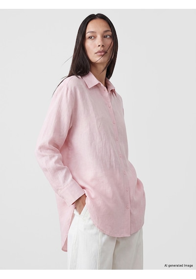 Lcw Everyday Pembe %100 Pamuklu Kadın Gömlek Tunik