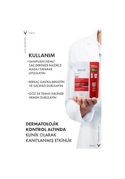 Dercos Energising Saç Dökülmesine Karşı Şampuan, Yeniden Dolum Paketi 400 Ml Tüm Saç Tipleri
