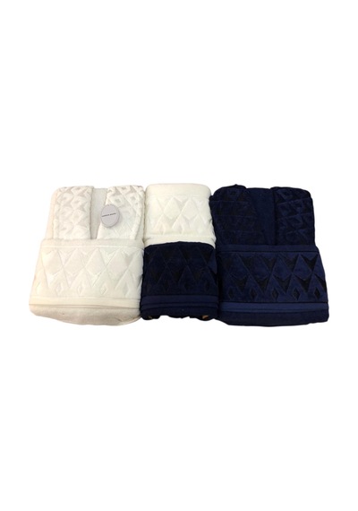 Royam Cotton Paris Jakarlı Pamuklu 6 Parça Aile Bornoz Seti Lacivert