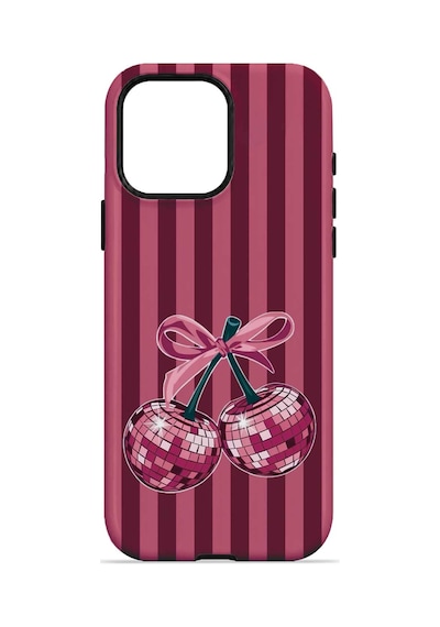 Velvoria Valestra Disco Cherry Stripe Apple iPhone Uyumlu 15 Pro Darbe Korumalı Kılıf Valestra Select - Disco Cherry Stripe