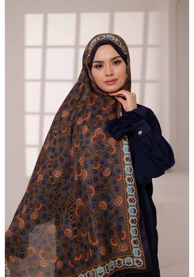 Mimiyum Alya Desen Soft Şal Acı Kahve