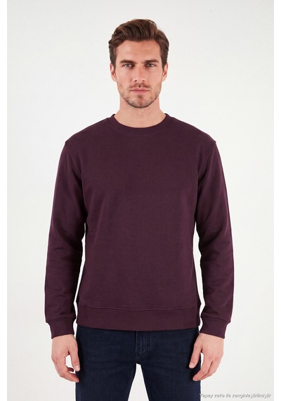 Buratti Pamuklu Relaxed Fit Bisiklet Yaka Sweat Erkek Sweat 5901257 Vişne