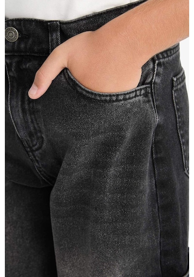 Defacto Erkek Çocuk Barrel Fit Düz Paça Jean Pantolon G1649a825aunm40 Siyah