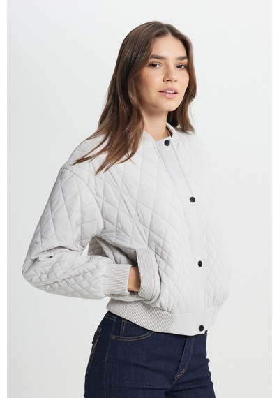 Loose Fit Rahat Kesim Kapitone Detaylı Gri Bomber Ceket W242741035 Gri