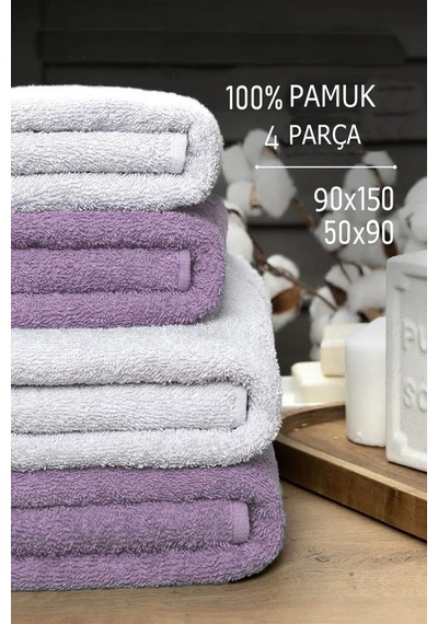 4 Lü Banyo Havlusu Takımı Soft Büyük Havlulu Pamuklu Havlu Seti 90x150 Cm Beyaz 001