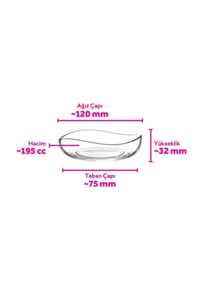 Lav Vira Cam Çerez Kasesi 6'lı Küçük Boy 195 ml (Meze Tabağı , Tatlı Kasesi )