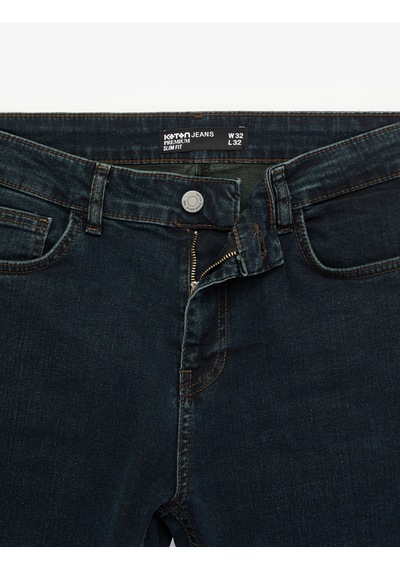 Koton Pamuklu Normal Bel Slim Fit Jean Pantolon - Brad Jean Petrol 6sam40144nd Petrol