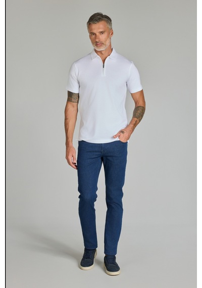 Bisse Fermuarlı Polo Yaka Beyaz Erkek Tshirt Ts25y25107 D01 Beyaz