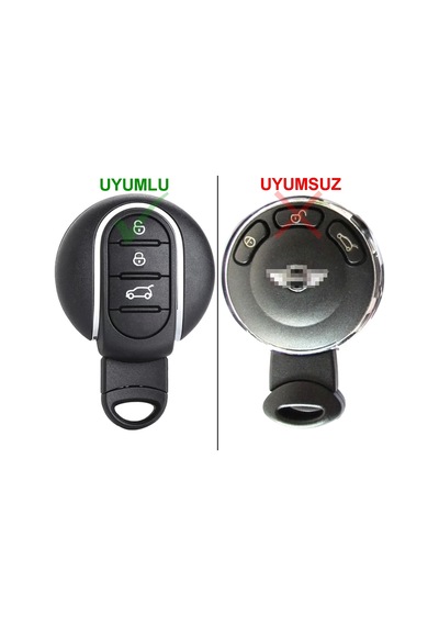 Mini Cooper Countryman Uyumlu Kumanda Anahtar Kılıfı Oto Anahtarlık 3 Tuş Beyaz Gold