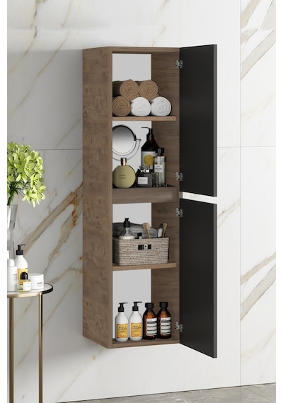Yıldız 80+35 Cm Atlantik Çam-Antrasit Gri Mat Mdf Seramik Lavabol Antrasit - Atlantik Çam
