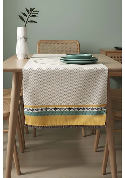 Safran Luxe Keten Runner 45x140 Cm Çok Renkli