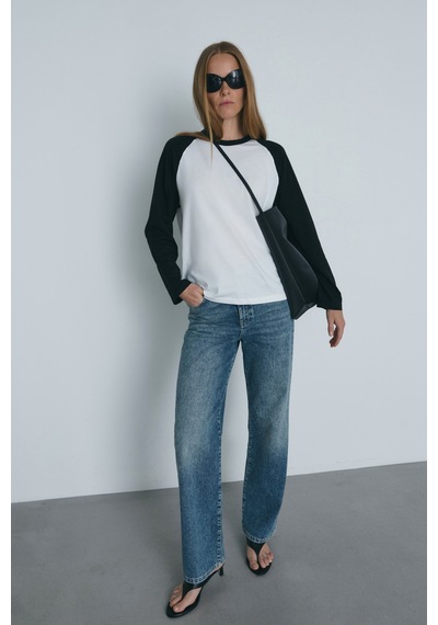 Suud Collection Siyah Reglan Çift Renk Tişört