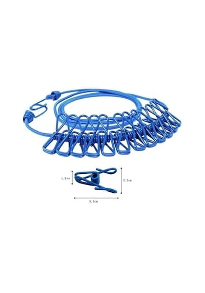 Tineke 12 Mandallı Taşınabilir Elastik Çamaşır İpi 185-380 Cm Ayarlanabilir Kamp, Seyahat Ve Balkon İçin Diğer