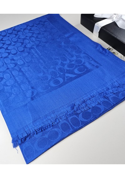 Miorel Scarfs C Desen Çift Taraflı Kaşmir İpek Şal 4 Mevsim Pamuk Şal Mavi