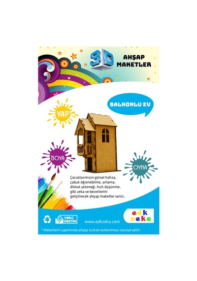Ahşap Maket Balkonlu Ev Boya Ve Fırça