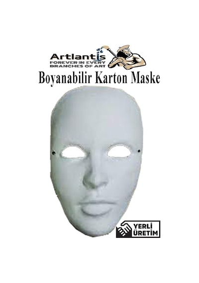 Maske Boyama 1 Adet Boyanabilir Karton Maske Lastikli İnsan Yüzü Suratı Yerli Üretim Okul Sınıf Etkinlikleri Hobi