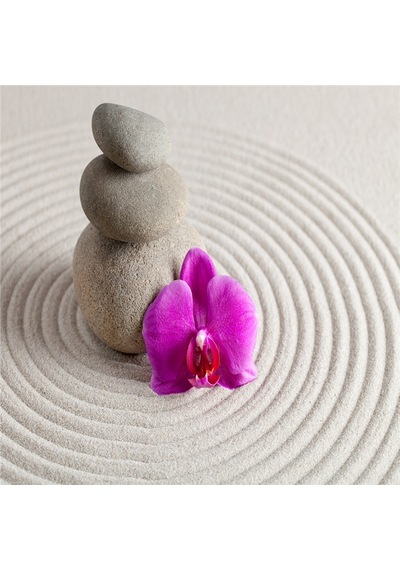 Spa Taşları Papatya Ve Orkide Doğal Taş Bardak Altlığı 4'lü Set - Natural Stone Coasters - Taş Çok Renkli