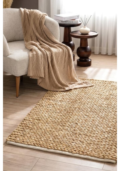 Digithome Jüt Hasır Dikdörtgen Oturma Odası Yatak Odası Natural Halı 120x80 Cm Kahverengi