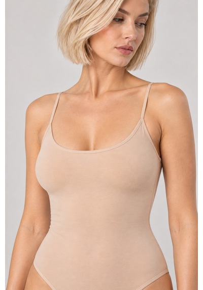 Loule Kadın %95 Pamuklu İnce Askılı Alttan Kancalı Body Ten