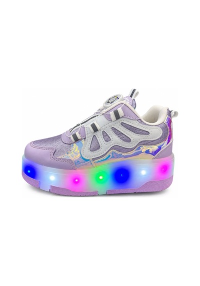 Papucumun Dünyası Kız Çocuk Işıklı Patenli Mekanizma Bağcıklı Sneaker Lila