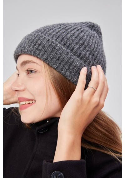 Derikem Basic Şık Standart Lüks Unisex Tiftik Bere Gri