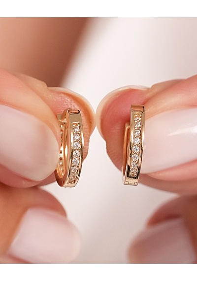Debora Jewelry 14 Ayar Altın Tek Sıra Taşlı Küpe