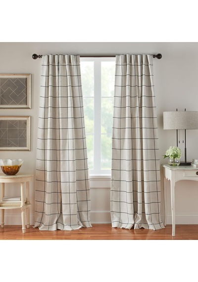 Elrene Home Fashions Pencere Paneli Kareli Karartmalı Pencere Perdesi Panelleri/oturma Odası, Yatak Odası, Yemek Odası, Siyah, 132 Cm X 241 Cm 1