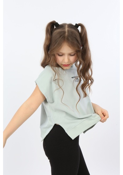 Toontoy Kids Toontoy Kız Çocuk Never Means Now Baskılı Tişört Yeşil