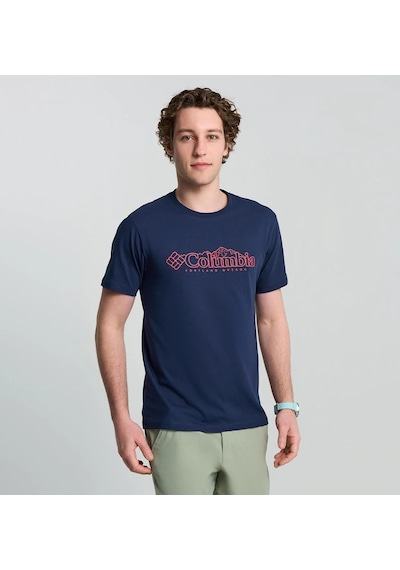Columbia Csc Branded Peaks Erkek Kısa Kollu Tişört-8055 Koyu Lacivert