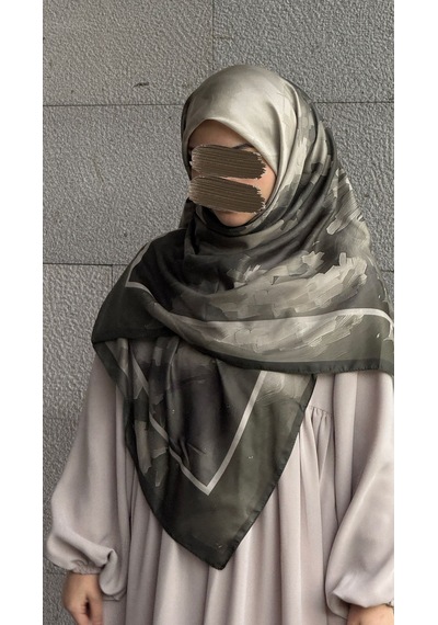 Qalortex Scarf Pamuklu Soft Luna Desen Eşarp-zeytin Yeşili