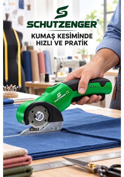 Type-c Şarjlı Kumaş Deri Kesme Makası Profesyonel Hızlı Kesim German Yeşil Sp13