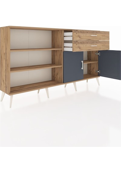 Arges Konsol 3 Raflı 2 Çekmeceli 2 Kapaklı 176x30x99 Çam-antrasit Çam-antrasit/çam Arges Konsol 3 Raflı 2 Çekmeceli 2 Kapaklı 176x30x99 Çam-antrasit Çam-antrasit/çam