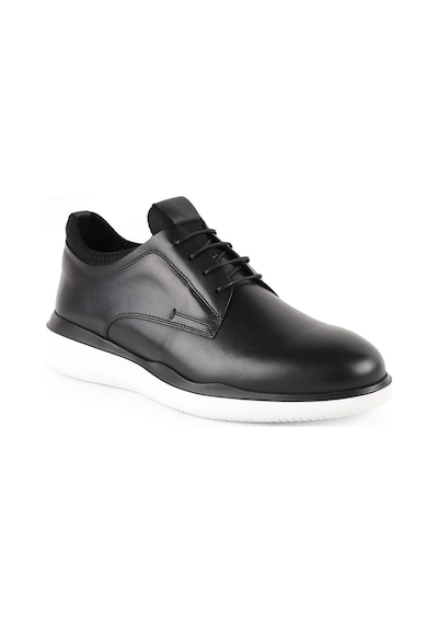 Libero L6050 Hakiki Deri Erkek Casual Ayakkabı - Esnek Boğazlı, Beyaz Eva Tabanlı Bağcıklı Şık Sneaker Siyah