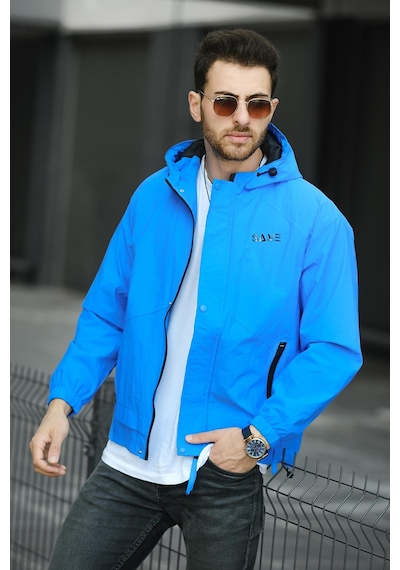 Oksit Save Baskılı Suya Dayanaklı Slim Fit Erkek Mevsimlik Mont Yağmurluk 001