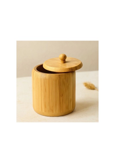 Ahşap Bambu Kapaklı Şekerlik Ø11.3 Cm Çok Renkli