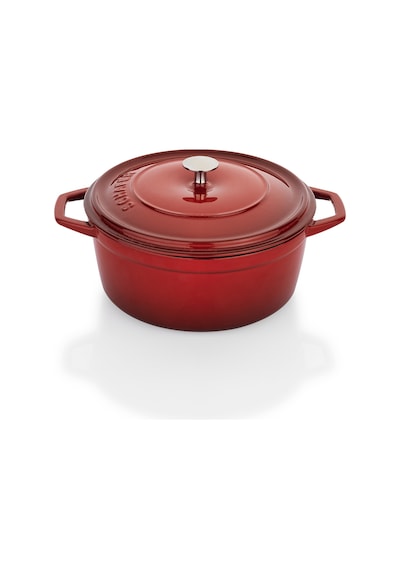 Schafer Guss Chef Döküm Derin Tencere 24Cm-2 Parça-Kırmızı