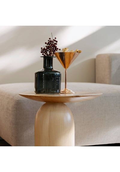 Wood Ahşap Tekli Mantar Naturel Renk Yan Sehpa Modern Fiskos / Çiçeklik / Zigon Naturel