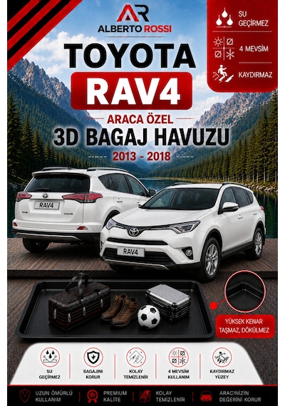 Toyota Rav4 2013 - 2018 Araca Özel 3d Bagaj Havuzu