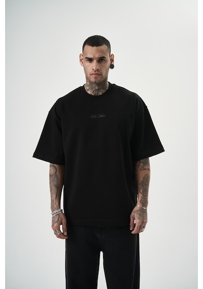 Respire Erkek Da Vinci Baskılı Oversize T-shirt Siyah