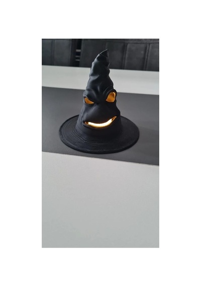 Alvera Decor Cadı Şapkası Tealight Mumluk Işıklı Yüz Detaylı Cadılar Bayramı Feneri Masa Süsü Siyah