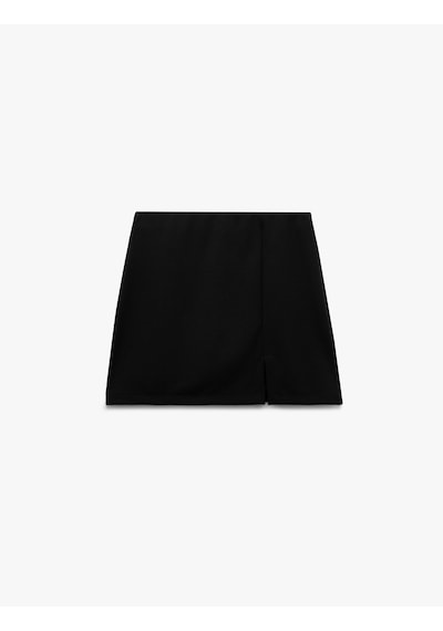 Koton Yırtmaç Detaylı Slim Fit Krep Scuba Mini Etek Siyah 5sak10522ek Siyah