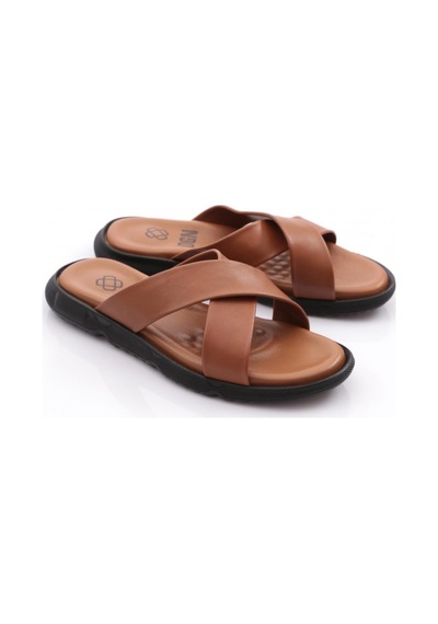 Dgn Hakiki Deri Comfort Rahat Taban Erkek Terlik 826 826-2690-R1755 Taba
