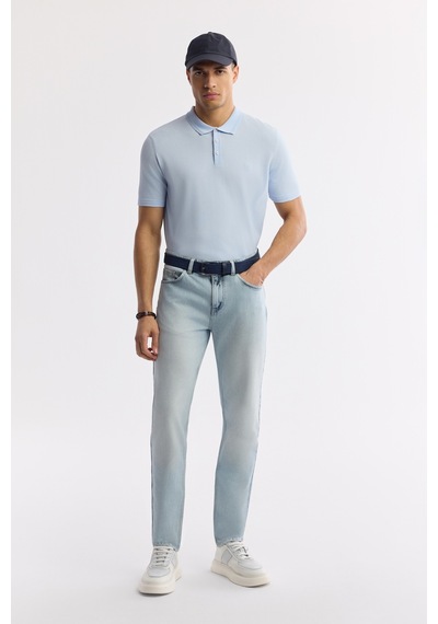 Avva Erkek Açık Mavi Polo Yaka Basic Rayon Triko Regular Fit T-shirt A51y5035