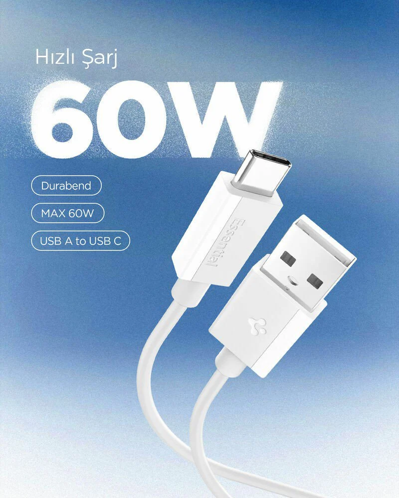 Spigen Usb-a To Usb-c 1 Metre Kablo 60w Güç / Hızlı Şarj / 480 Mbps Data Aktarım Hızı Type-c Ekstra Dayanıklı White 1m Cable Spigen Usb-a To Usb-c 1 Metre Kablo 60w Güç / Hızlı Şarj / 480 Mbps Data Aktarım Hızı Type-c Ekstra Dayanıklı White 1m Cable