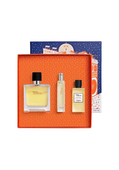 Hermes Terre D'hermes Parfum 75 Ml + 15 Ml + 40 Ml Shower Gel Erkek Parfüm Seti Odunsu