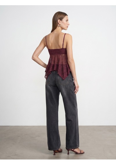 Dilvin 32768 Askılı Dantel Top-bordo