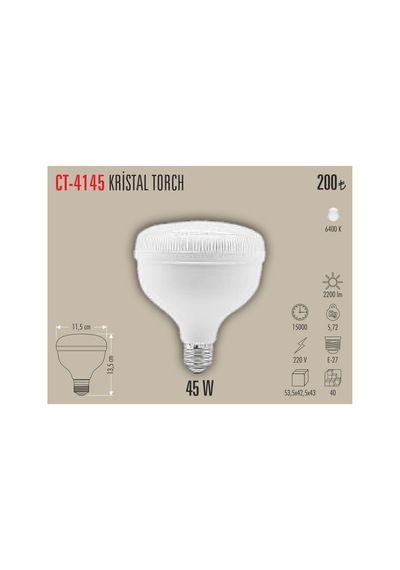 Ct-4145 Kristal Torch Led Ampül Beyaz 5 Adet