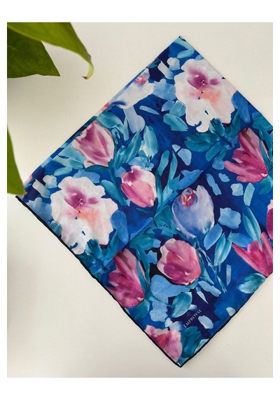 Emproyal Pastoral Desen Line Eşarp İndigo
