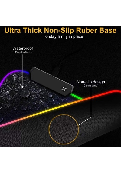 Coverzone Büyük Oyuncu Rgb Mousepad Ve Klavye Pad Kırmızı Altıgen Desenli Red Hex Tasarım Işıklı 70cm X 30cm M